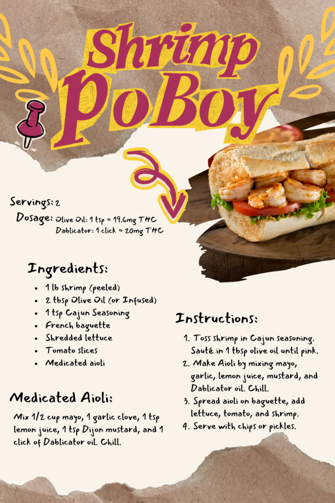 medicated shrimp po'boy featuring the dablicator